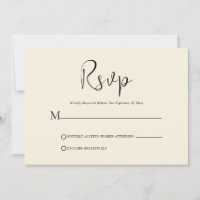 Whimsisches schwarzes Skript auf Beige RSVP-Karte