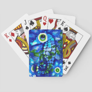 Whimsisches Seepferd Küste Nautical Seaside Blue Spielkarten