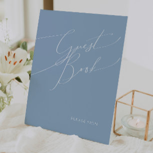 Whimsisches Skript   Dusty Blue Guest Book Sockelschild
