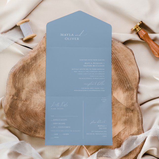 Whimsisches Skript | Dusty Blue Siegel and Send All In One Einladung (Von Creator hochgeladen)