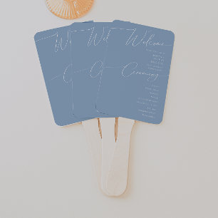 Whimsisches Skript Dusty Blue Wedding Program Fächer