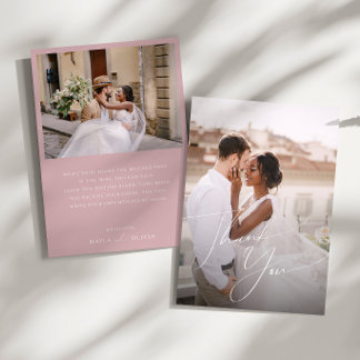 Whimsisches Skript | Dusty Rose Flat Foto Dankeskarte