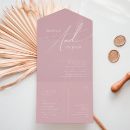 Whimsisches Skript | Dusty Rose Lässiges Siegel un All In One Einladung