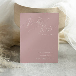 Whimsisches Skript   Dusty Rose RSVP Card Karte