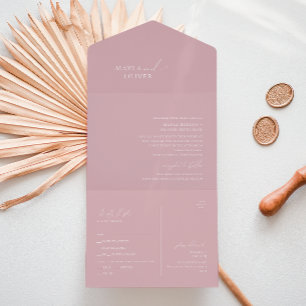 Whimsisches Skript   Dusty Rose Siegel und Senden All In One Einladung