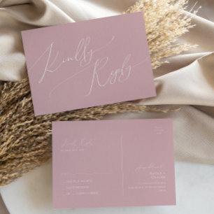 Whimsisches Skript Dusty Rose Wedding RSVP Postkarte