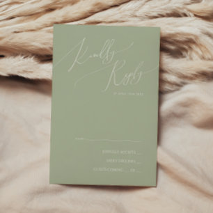 Whimsisches Skript   Sage Green RSVP Card