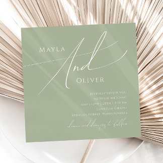 Whimsisches Skript | Sage Green Square Wedding Einladung