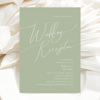 Whimsisches Skript | Sage Green Wedeption Empfang Einladung