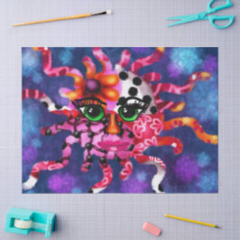 Whimsisches Sonnengesicht Zodiac Lila Pink Decoupa Seidenpapier