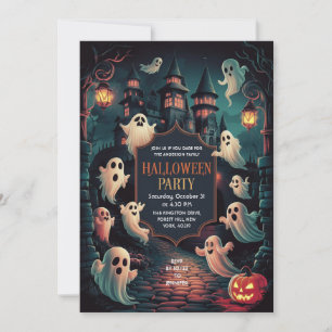 Whimsisches Spuk Haus Halloween-Party Einladung
