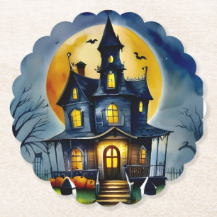Whimsisches Spuk Haus: Scalloped Round Untersetzer