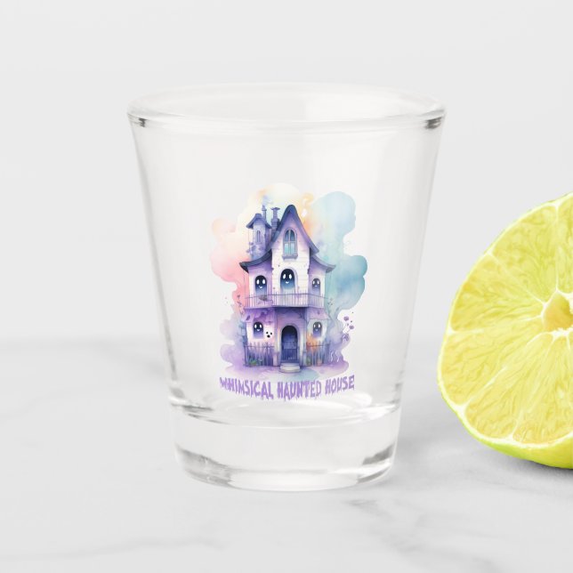 Whimsisches Spuk Haus Schnapsglas (Vorderseite)