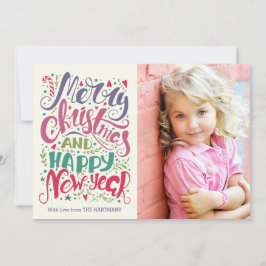 Whimsisches Typografie farbiges Weihnachtsfest-Fot Feiertagskarte
