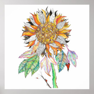 Whimsisches und farbenfrohes Sonnenblumenposter Poster