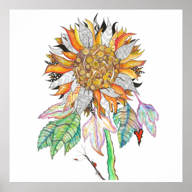 Whimsisches und farbenfrohes Sonnenblumenposter Poster (Vorne)
