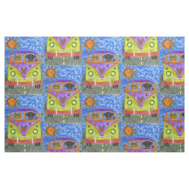 Whimsisches und farbiges Hunde- und Katzengewebe Stoff (Yard (91,4 cm))