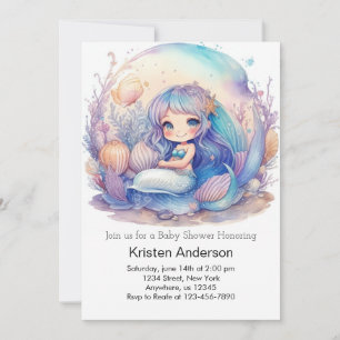 Whimsisches Unterwasser-Abenteuer Mermaid Baby Sho Einladung