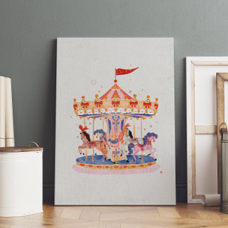 Whimsisches Vintages Karussell Poster