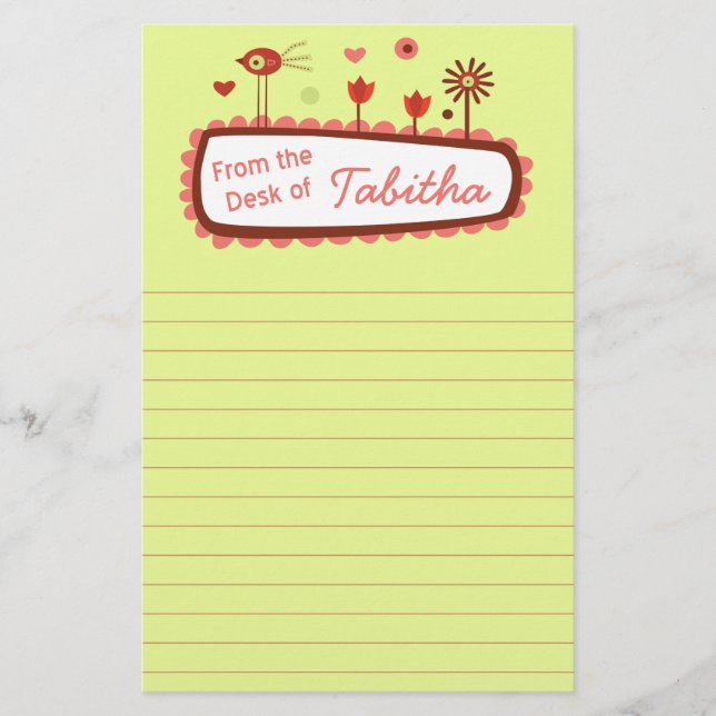 Whimsisches Vogelgeschoss Briefpapier (Vorderseite)