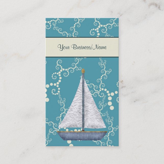 Whimsisches Wasser und Segelboot Visitenkarte (Vorderseite)