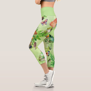 Whimsisches Wasserfarben Pilzgarten Capri Leggings