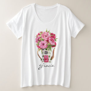 Whimsisches Wasserfarbenmuseum Teapot House Große Größe T-Shirt