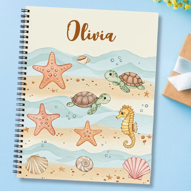 Whimsisches Watercolor-Baby-Sea-Lebewesen Notizbuch (Von Creator hochgeladen)