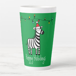Whimsisches Weihnachten Zebra auf Grün Milchtasse