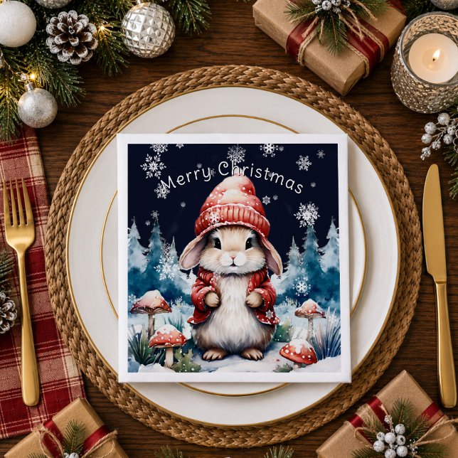 Whimsisches Weihnachtsbunny-Party Serviette (Whimsical Christmas Bunny Paper Napkins)
