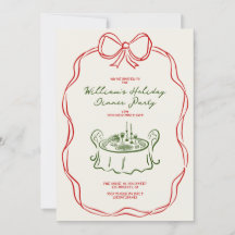 Whimsisches Weihnachtsessen Party Grün und Rot