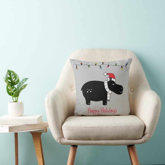 Whimsisches Weihnachtsfest Hippo Kissen (Stuhl )