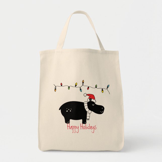 Whimsisches Weihnachtsfest Hippo Tragetasche (Vorne)