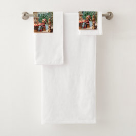 Whimsisches Weihnachtshandtuchdesign Badhandtuch Set