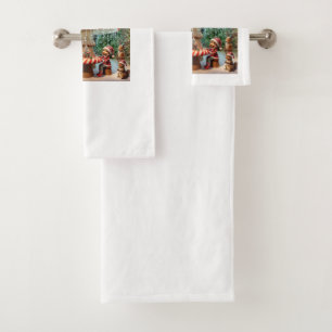 Whimsisches Weihnachtshandtuchdesign Badhandtuch Set