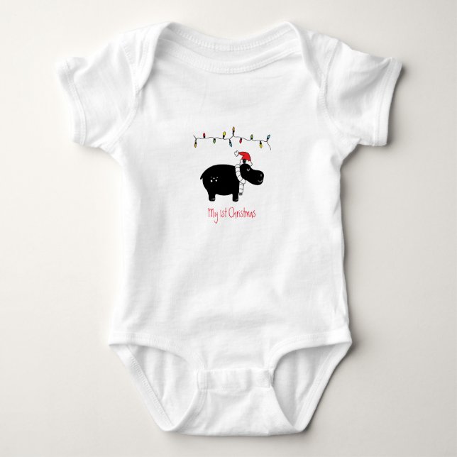 Whimsisches Weihnachtshippo individuell anpassbar Baby Strampler (Vorderseite)
