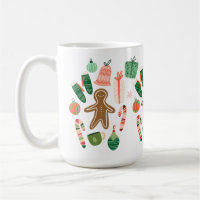 Whimsisches Weihnachtsmuster Keramik Tasse