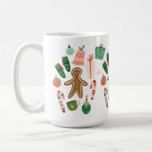 Whimsisches Weihnachtsmuster Keramik Tasse
