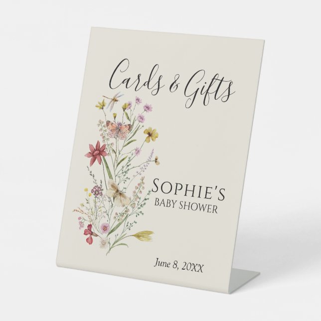 Whimsisches Wildblume Baby in Blütenkarten & Gesch Sockelschild (Vorderseite)