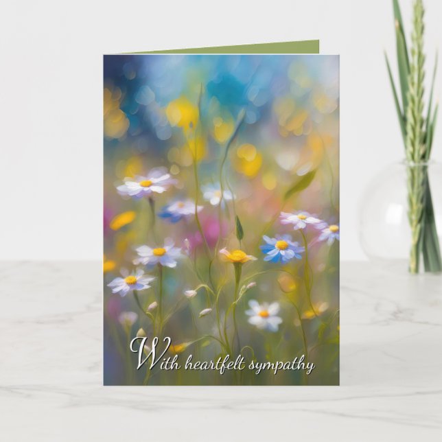 Whimsisches Wildblumen-Beileid Karte (Vorderseite)