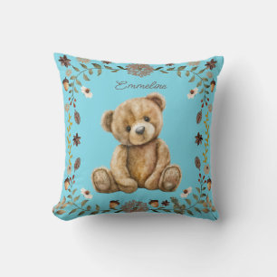 Whimsisches Woodland Teddy Bar Blue Kinderzimmer Kissen