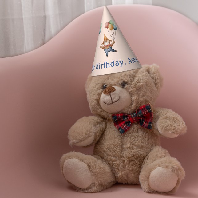 Whimsisches Zirkus Geburtstagsparty Partyhütchen (Whimsical Monkey Circus Birthday Party Party Hat)