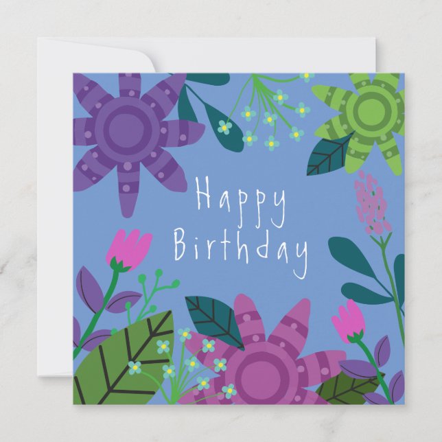 Whimsisfarbene Blumenkarte zum Geburtstag (Vorderseite)