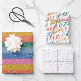 Whimsisfarbener Schneefall Geschenkpapier Set