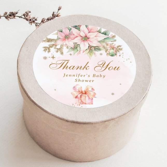 Whimsisical Winter Girl Dusche danke Runder Aufkleber (Von Creator hochgeladen)