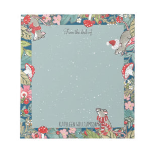 Whimsisischer Mäuse Maus Pilz Wald Weihnachten Notizblock