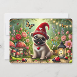 Whimsisischer Mops Flat Holiday Card Feiertagskarte