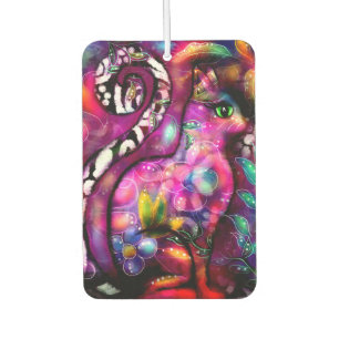 Whimsisisches Abstrakt Kitty Cat Floral Rot Rosa Autolufterfrischer