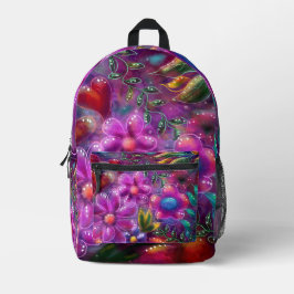Whimsisisches Abstraktes Rosa Rosa Lila Aquamarin Bedruckter Rucksack