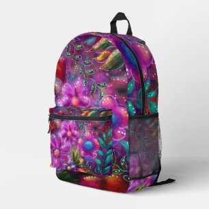 Whimsisisches Abstraktes Rosa Rosa Lila Aquamarin Bedruckter Rucksack